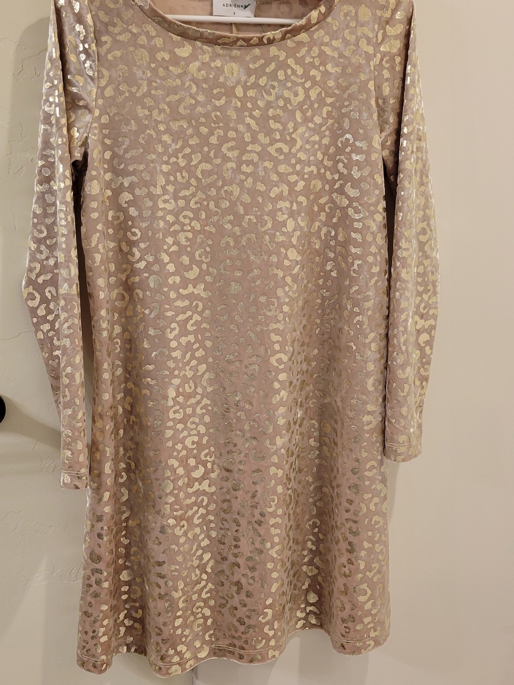 Adrienne Gold Leopard Velvet Shift Tunic Dress